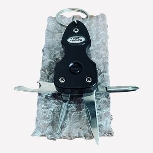 Land Rover Souvenir Black Metal Multi Tool Keychain with Flashlight Gift NIB